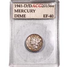 1941-D/D Mercury Silver Dime ACG EF40
