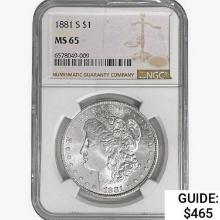 1881-S Morgan Silver Dollar NGC MS65