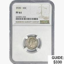 1939 Mercury Silver Dime NGC PF61