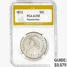 1812 Capped Bust Half Dollar PGA AU58 Planchet Fla