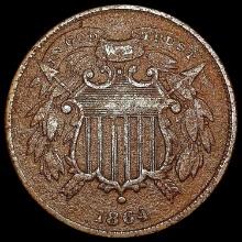 1864 Sm Motto Two Cent Piece CLOSELY UNCIRCULATED