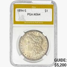 1894-S Morgan Silver Dollar PGA MS64