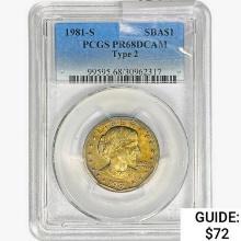 1981-S Susan B Anthony SILV Dollar PCGS PR68 DCAM