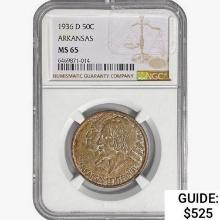 1936-D Arkansas Half Dollar NGC MS65