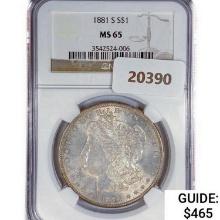 1881-S Morgan Silver Dollar NGC MS65