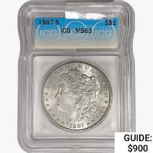 1887-S Morgan Silver Dollar ICG MS63