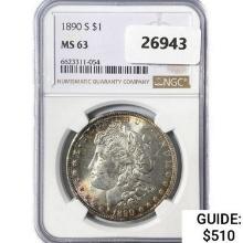 1890-S Morgan Silver Dollar NGC MS63