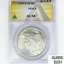 1935 Silver Peace Dollar ANACS AU58