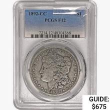 1892-CC Morgan Silver Dollar PCGS F12