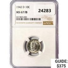 1942-D Mercury Silver Dime NGC MS67 FB