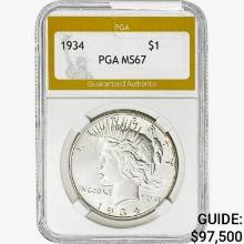 1934 Silver Peace Dollar PGA MS67