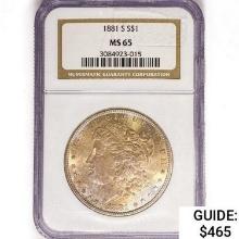 1881-S Morgan Silver Dollar NGC MS65