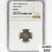 1836 G.Britain 4P Britannia NGC MS63