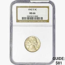 1942-S Jefferson Nickel NGC MS66