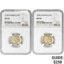 1938-D [2] Buffalo Nickel NGC MS65/66