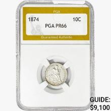 1874 Seated Liberty Dime PGA PR66