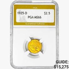 1925-D $2.50 Gold Quarter Eagle PGA MS66
