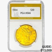 1904 $20 Gold Double Eagle PGA MS66