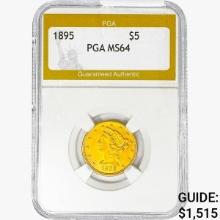 1895 $5 Gold Half Eagle PGA MS64