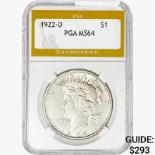 1922-D Silver Peace Dollar PGA MS64