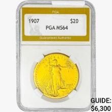 1907 $20 Gold Double Eagle PGA MS64