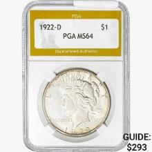 1922-D Silver Peace Dollar PGA MS64