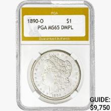 1890-O Morgan Silver Dollar PGA MS65 DMPL