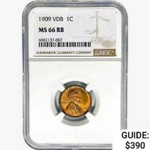 1909 VDB Wheat Cent NGC MS66 RB