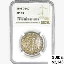 1938-D Walking Liberty Half Dollar NGC MS63