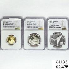 [3] 2022 US Mint Set w/ .25oz Gold & Silver NGC PF