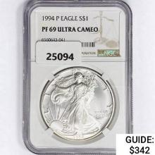 1994-P American Silver Eagle NGC PF69 UC