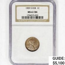 1909-S VDB Wheat Cent NGC MS61 BN