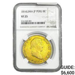 1816 Lima JP Peru 8 Escudos 0.762oz AGW NGC