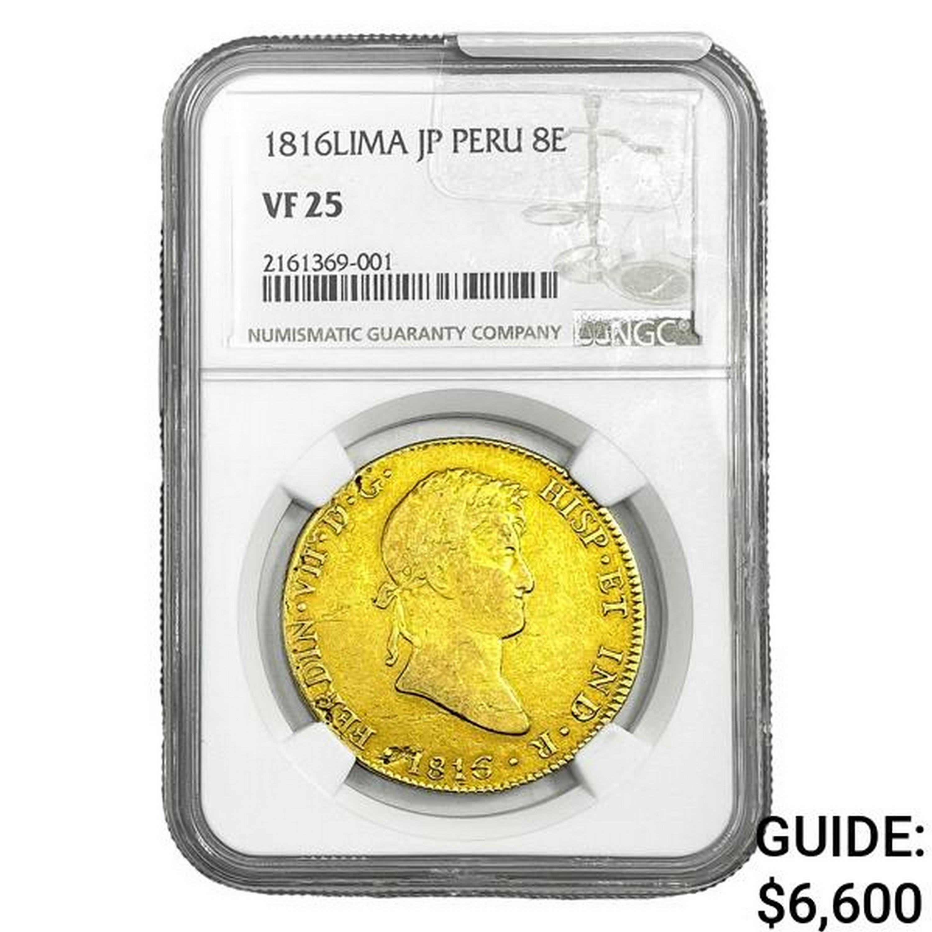 1816 Lima JP Peru 8 Escudos 0.762oz AGW NGC