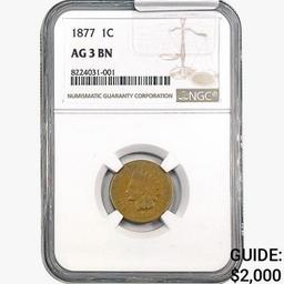 1877 Indian Head Cent NGC AG3 BN