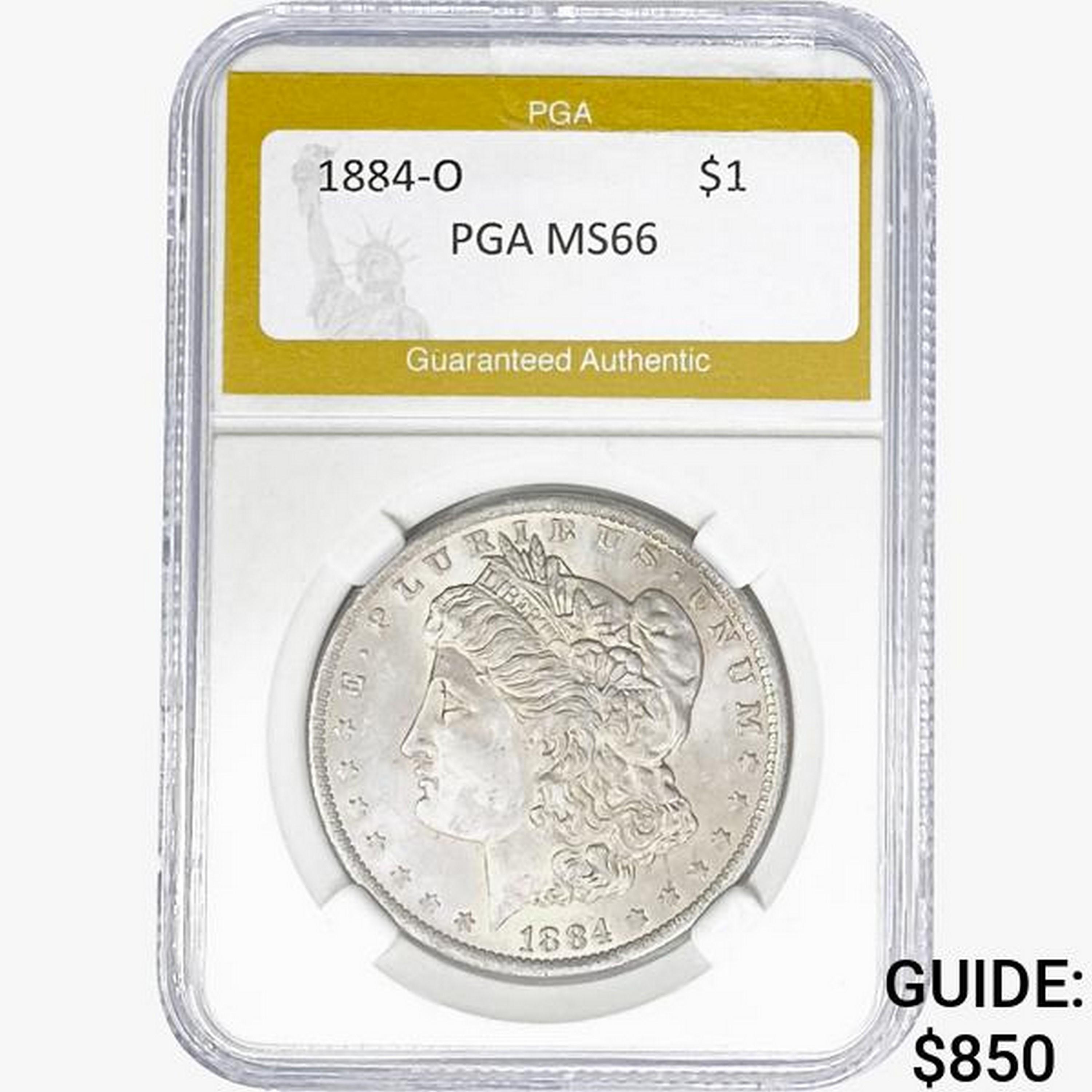 1884-O Morgan Silver Dollar PGA MS66