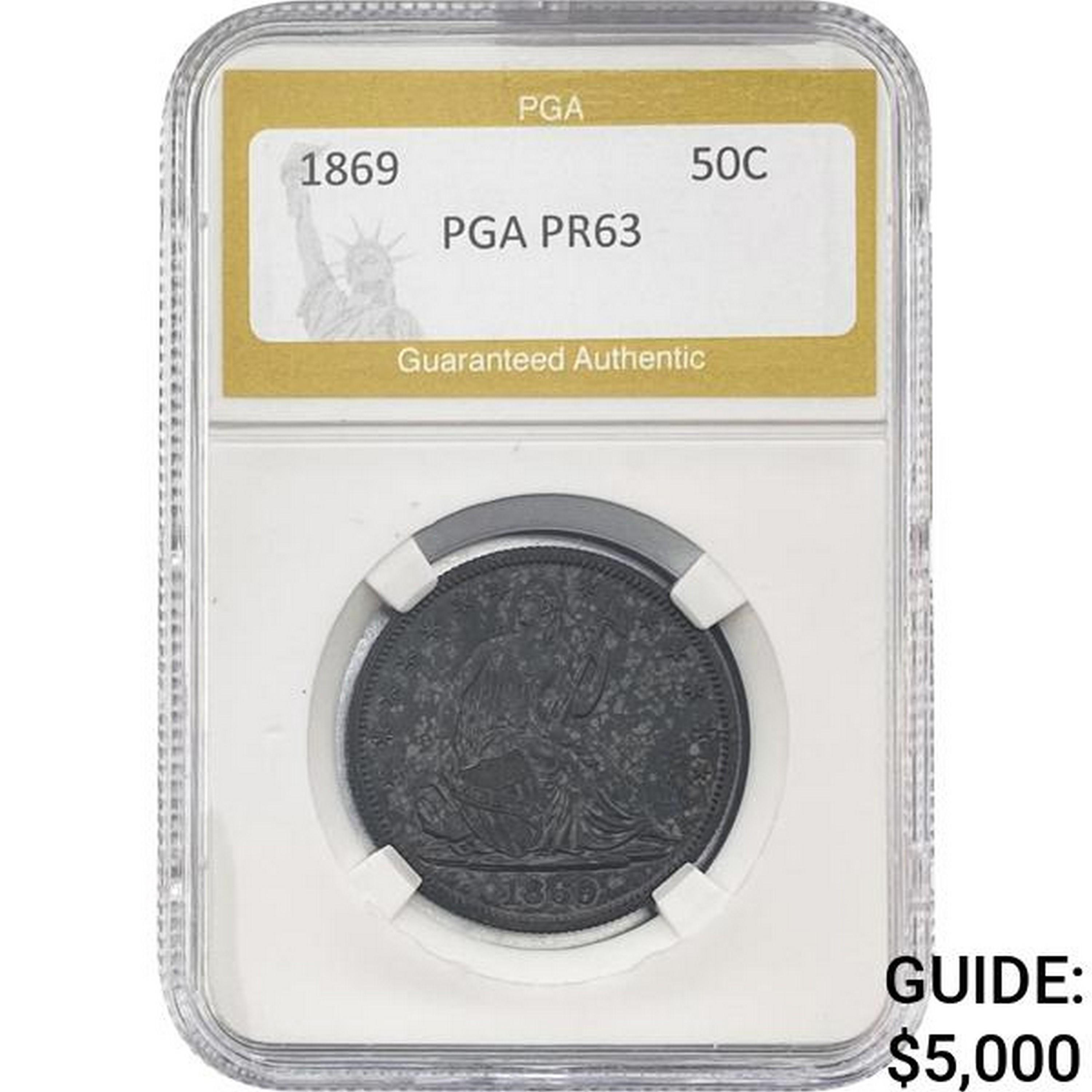 1869 Seated Liberty Half Dollar PGA PR63 PROOF