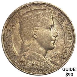 1931 Latvia Silver 5 Lati 0.6711oz ASW