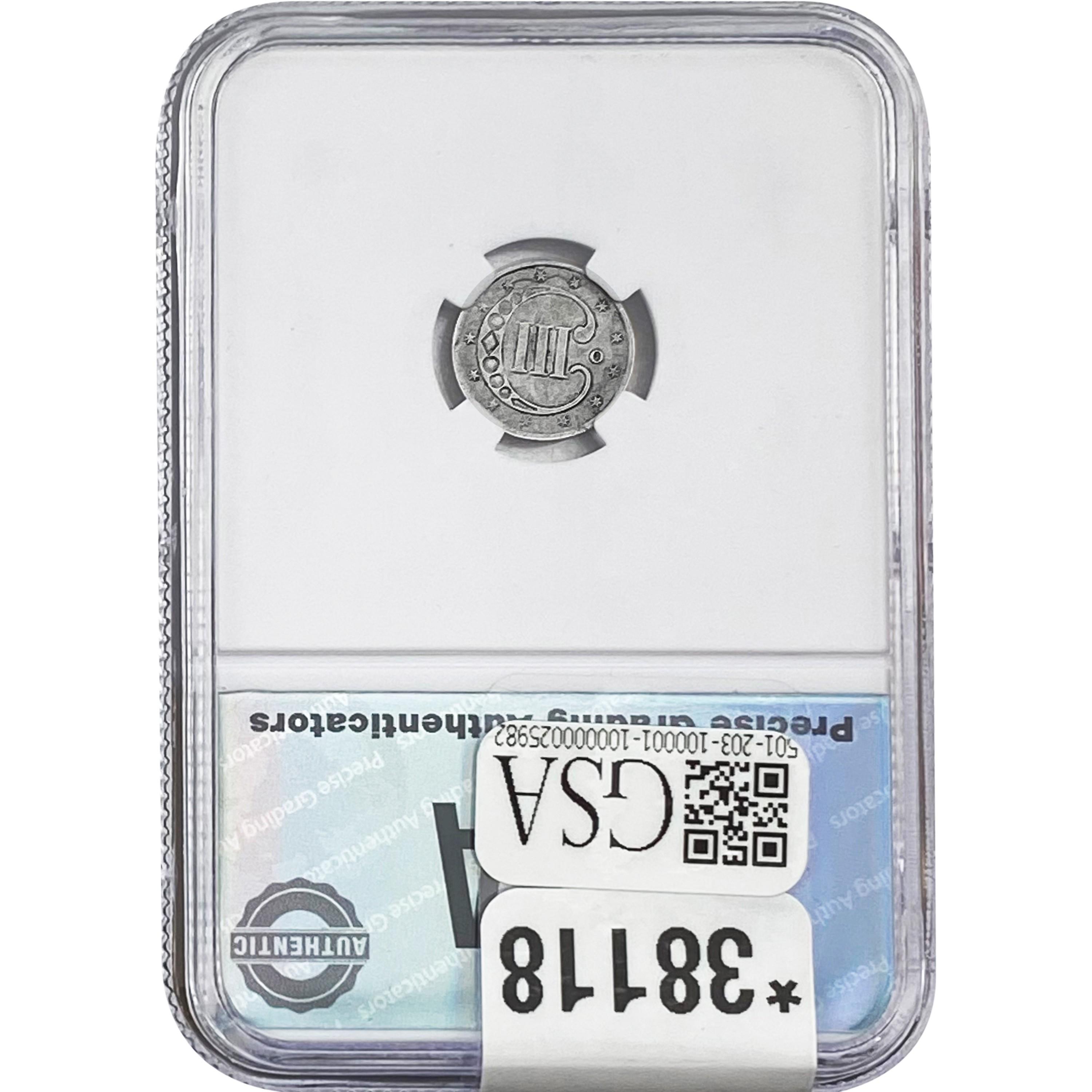 1851-O Silver Three Cent PGA AU55