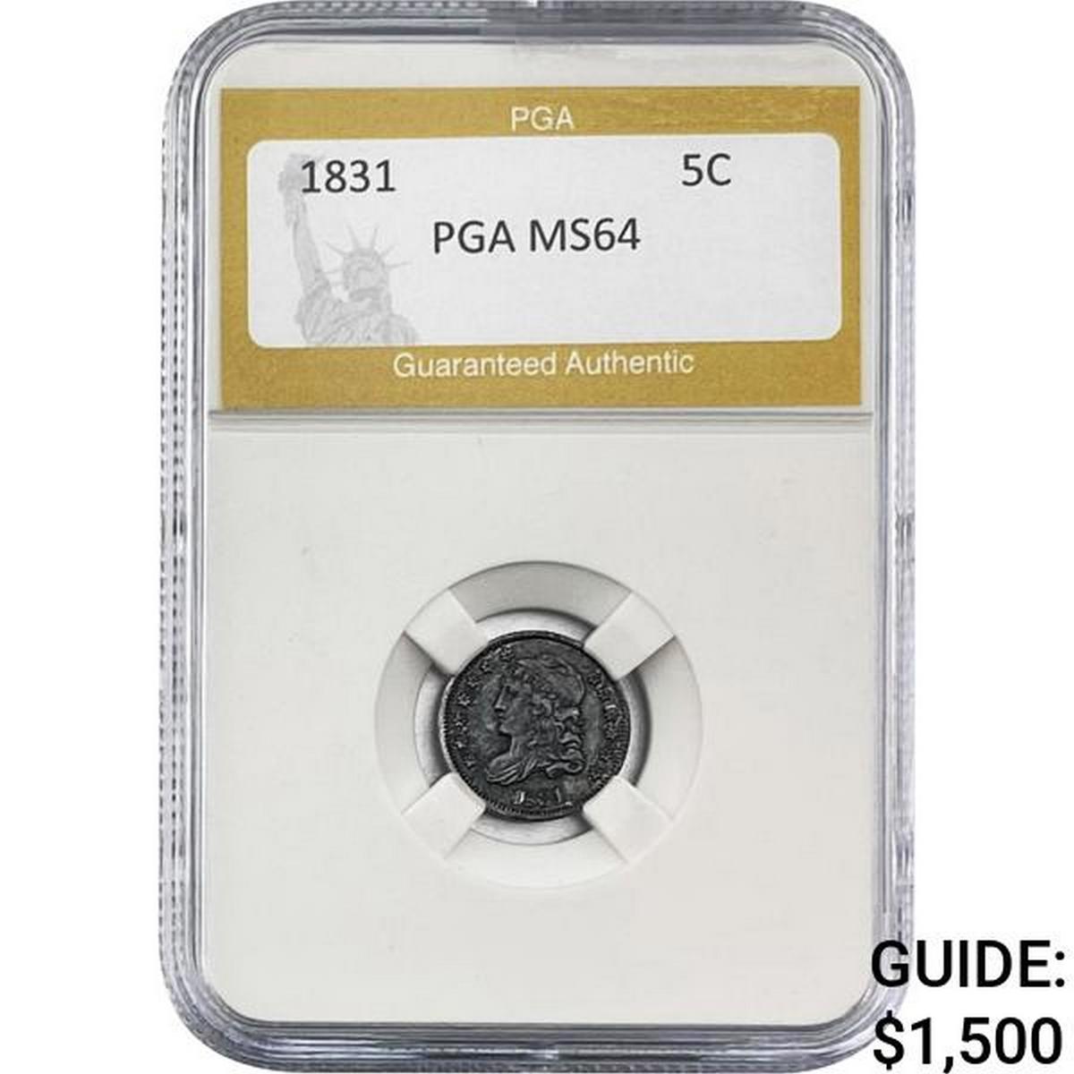 1831 Capped Bust Half Dime PGA MS64