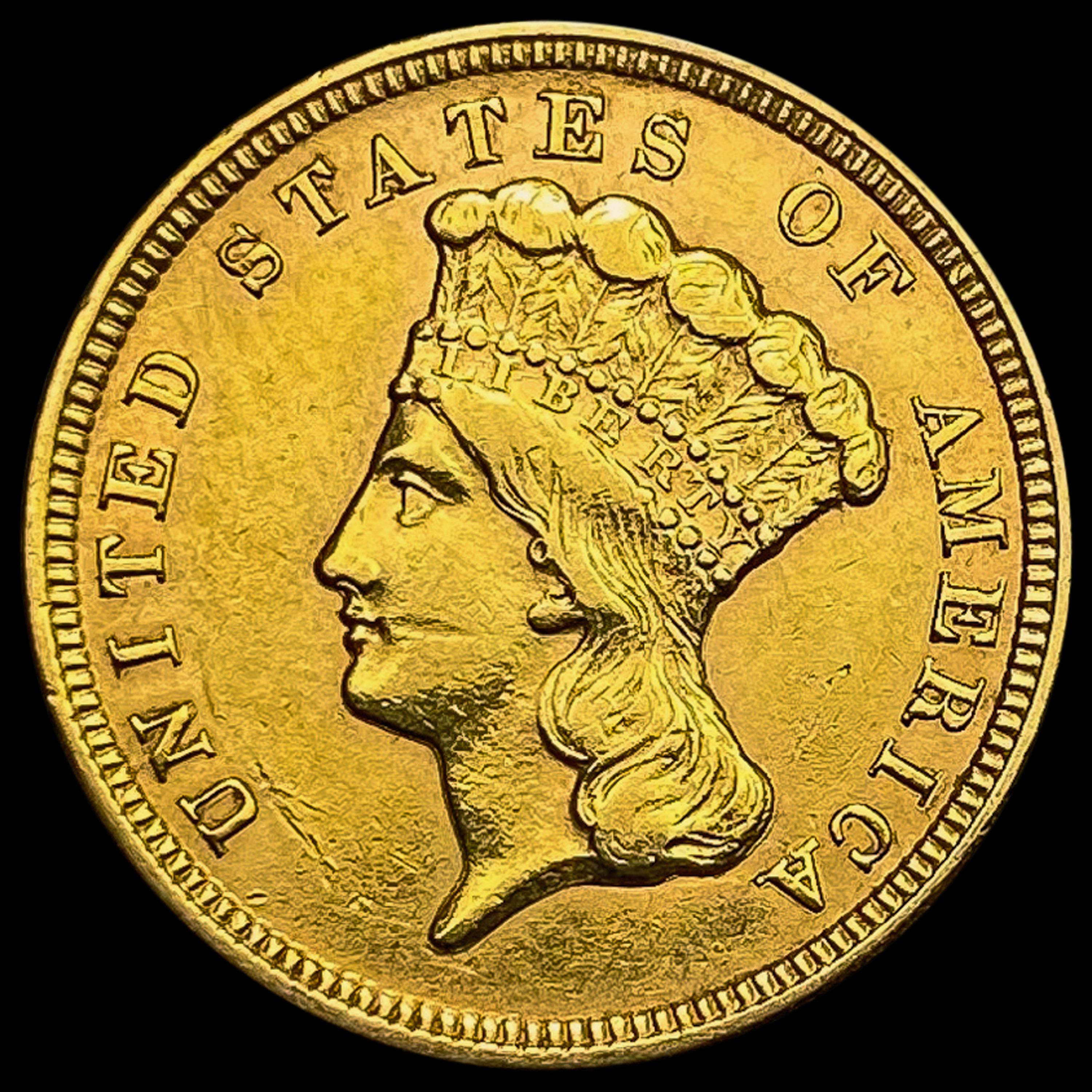 1854 $3 Gold Piece UNCIRCULATED