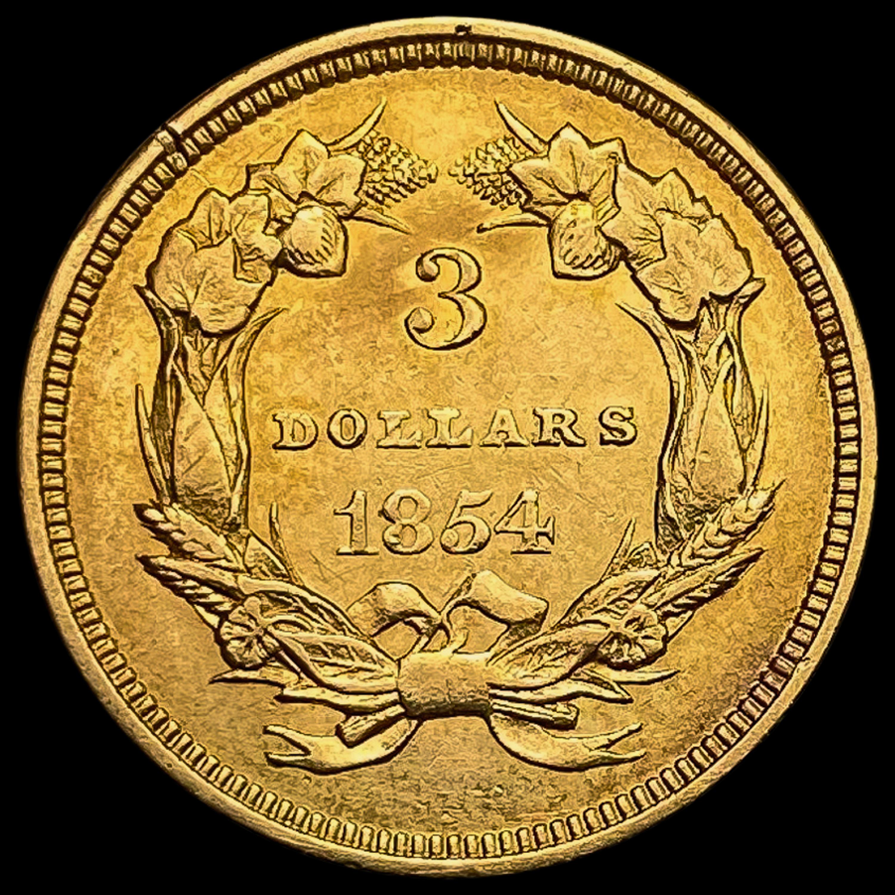 1854 $3 Gold Piece UNCIRCULATED