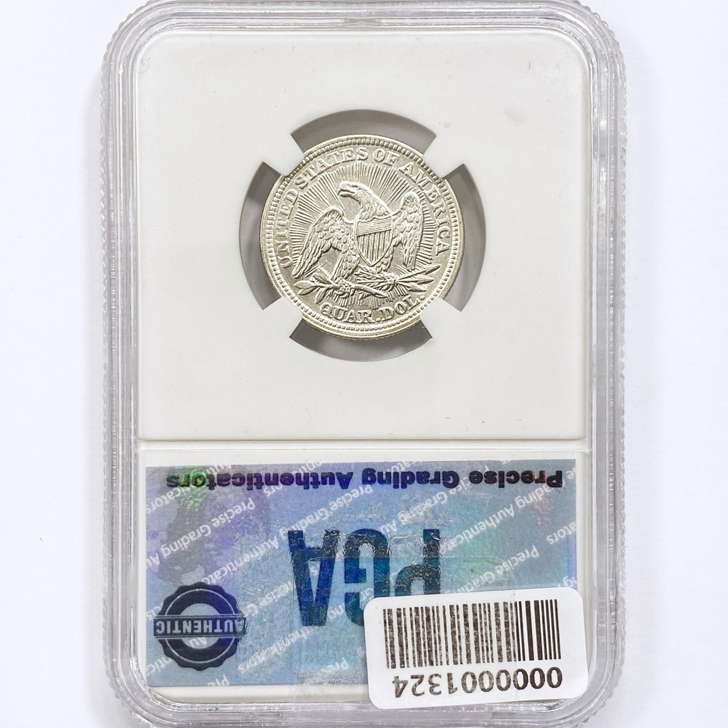 1853 Seated Liberty Quarter PGA MS60 Arrows & Rays