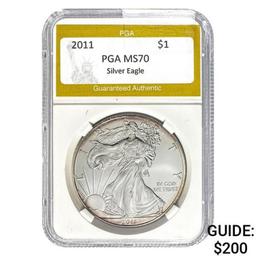 2011 $1 Silver Eagle PGA MS70