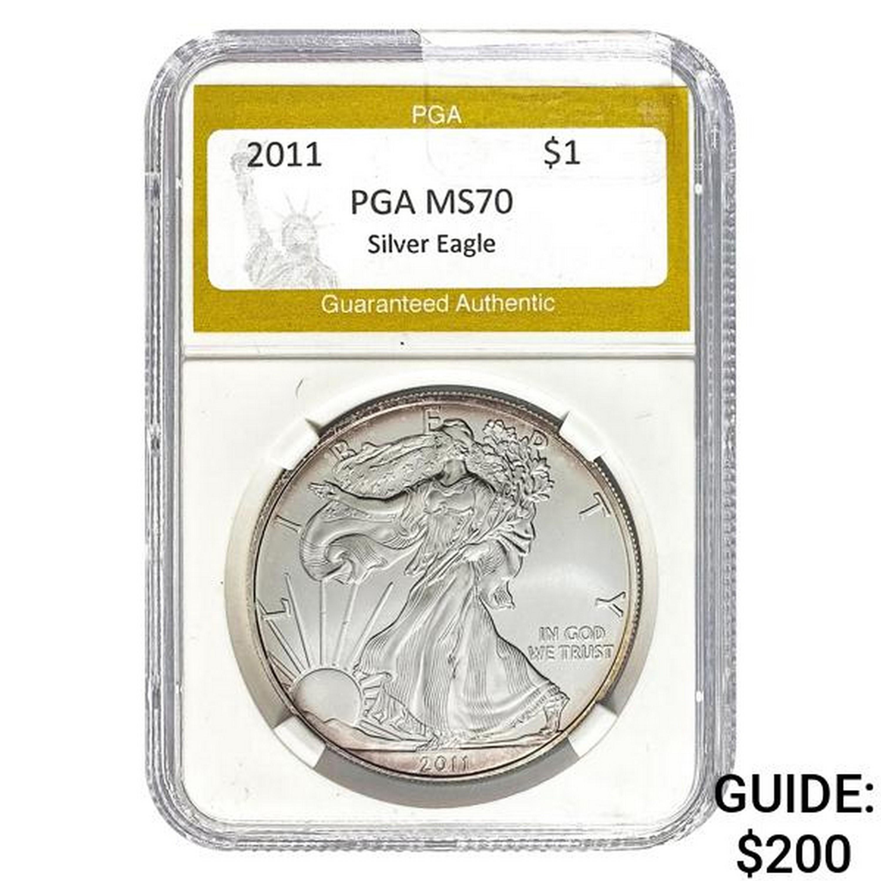2011 $1 Silver Eagle PGA MS70