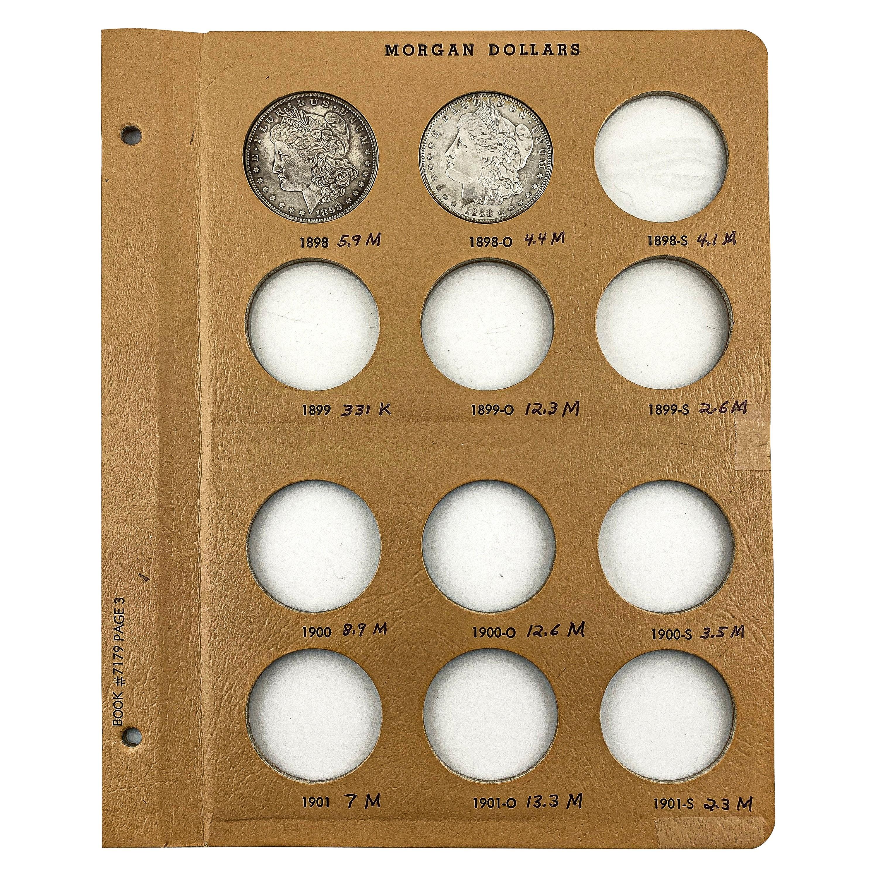 1896-1921 [4] $1 Morgan coins w/ Album