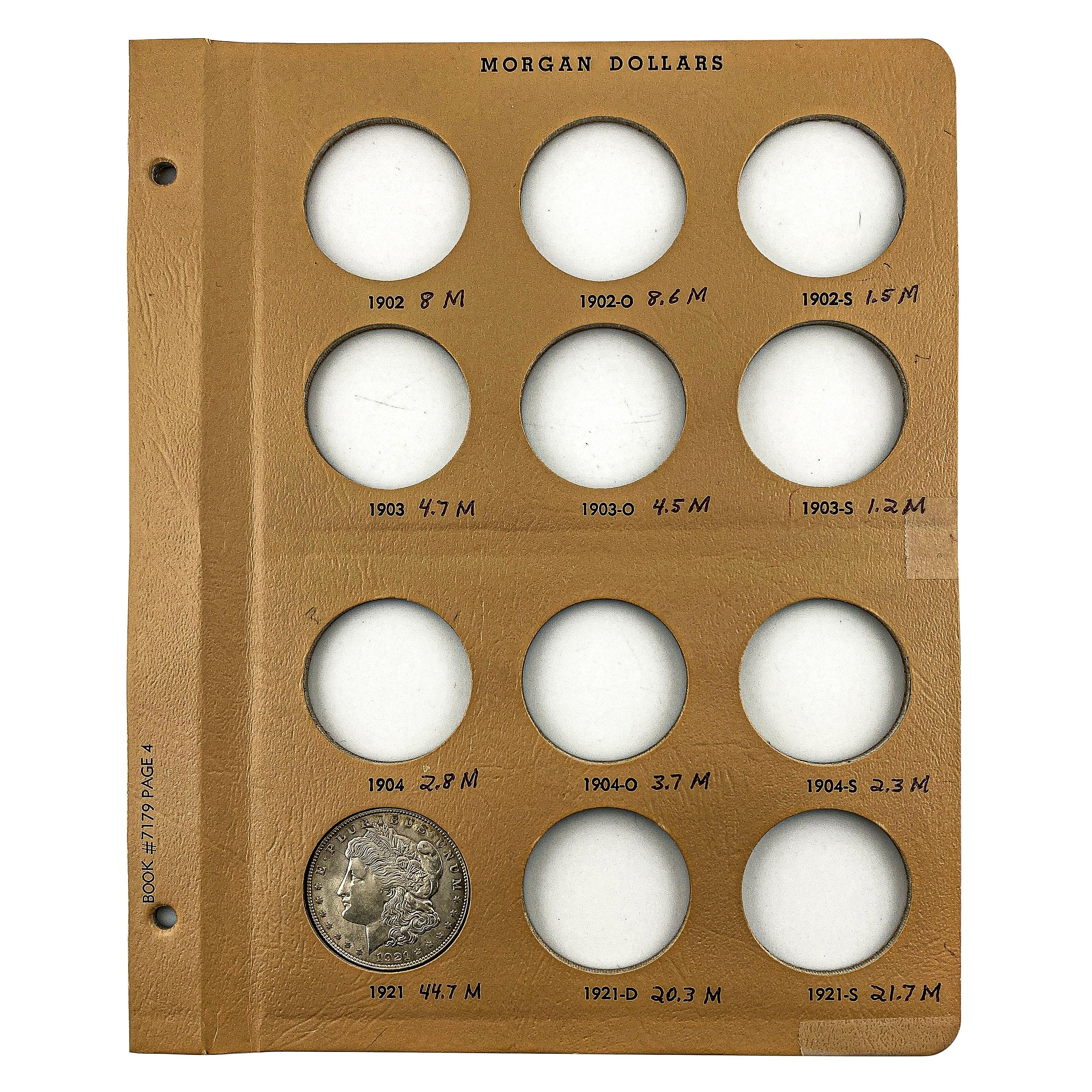 1896-1921 [4] $1 Morgan coins w/ Album