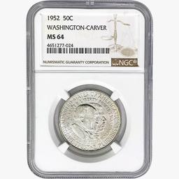 1946-1952 Gem BU Booker T and Wash Carver Half Dollar Lot [4 Coins] NGC MS64/65