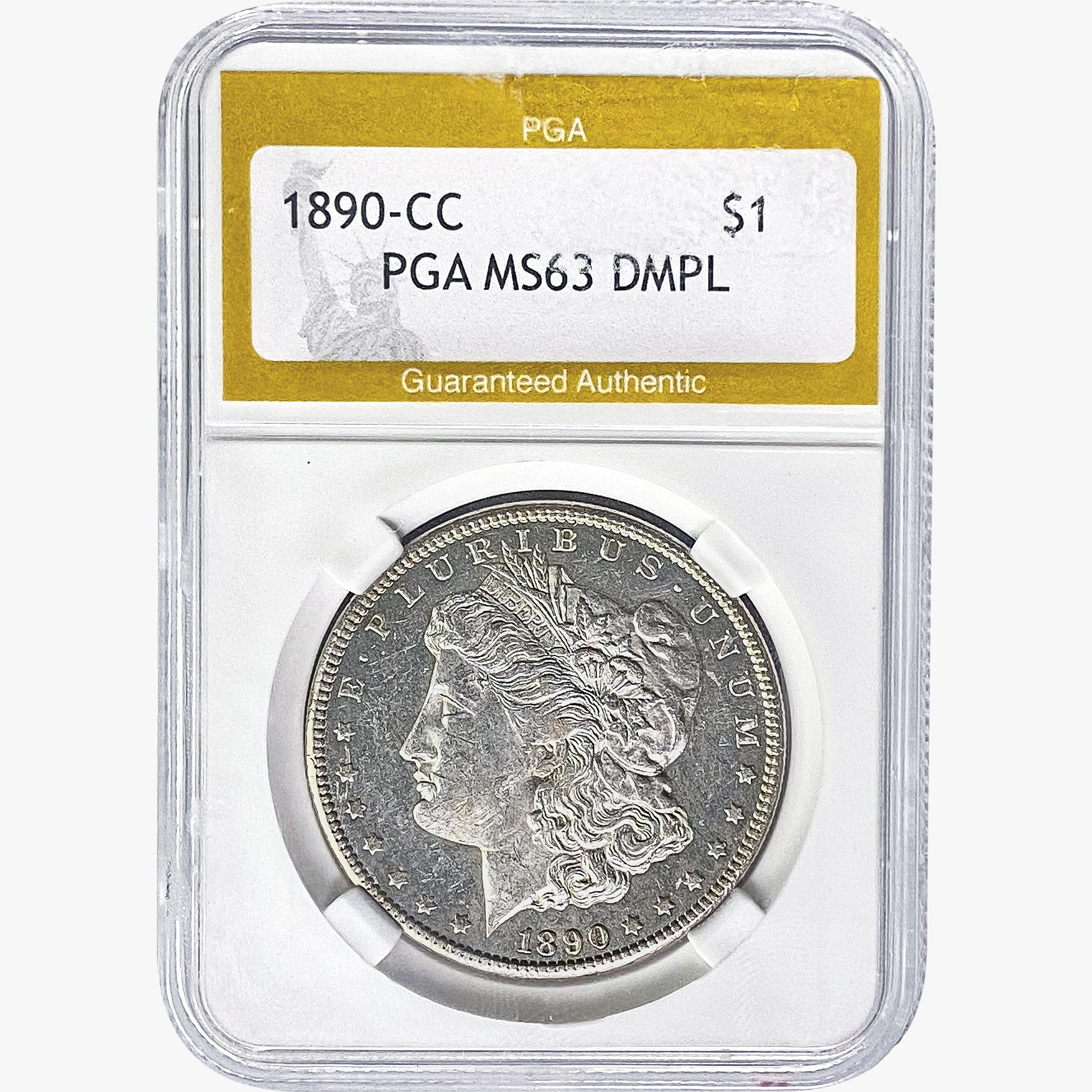 1890-CC Morgan Silver Dollar PGA MS63 DMPL