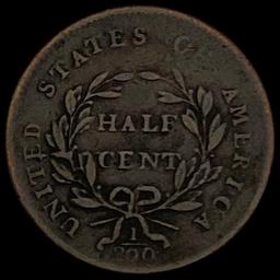 1800 Draped Bust Half Cent LIGHTLY CIRCULATED
